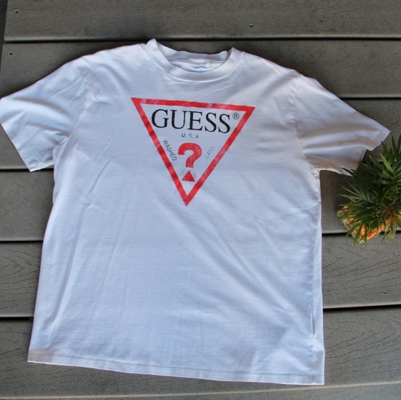 red and white graphic shirt